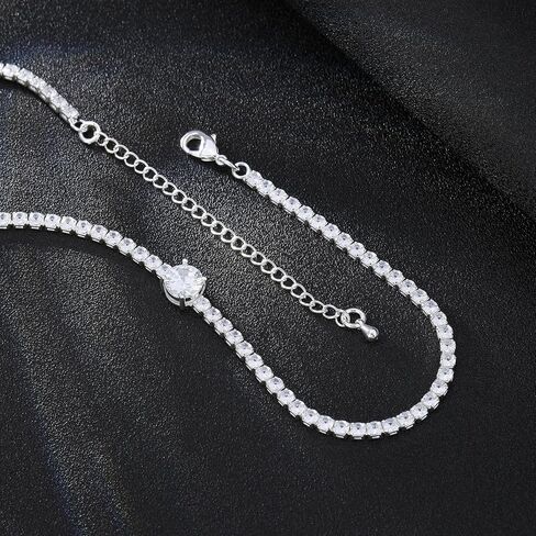 Tennis Necklaces for Women, Cubic Zirconia Necklace Dainty Silver Necklace, Sparkly Diamond Choker Necklace, Simple Everyday Jewelry Accessory for Her in Kuwait