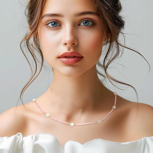 Gold Seed Beaded Necklaces for Women, Boho Handmade Adjustable Colorful Beads Choker Summer Beach Jewelry Gift. in Saudi Arabia