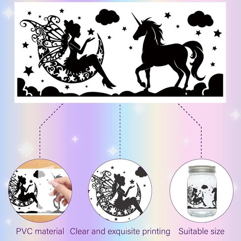 CREATCABIN 6PCS Christmas Silhouettes Cutouts Mason Jar Cutouts Lamp Film Santa Claus Snowflakes Scrapbook Waterproof PVC Lantern Jar Decoration for Wall Windows Frosted Glass Jars Crafts 3.5x7.9in in Kuwait