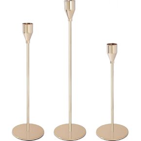Candlestick Holders, Set of 27 Gold Candlestick Holders,Tall Candle Sticks Holder Decor for Pillar Candle,Modern Decorative Centerpiece for Table Mantel Wedding Housewarming Gift