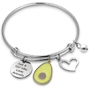 BOSATE Avocado Bracelet Funny Avocado Gift Just A Girl Who Loves Avocado Avocado Lover Gift Friendship Bracelet Vegan Jewelry Avocado Queen Gift