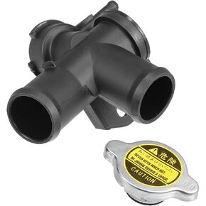 Engine Radiator Filler Neck with Fully Sealed Cap Replacement for Nissan Altima 2.5L L4 2007-2013, No 21501-9HA0A/21430-8991C Metal Plastic Black 1Set