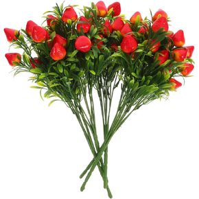 5 قطع من مجموعة فاكهة صناعية من جذع الفراولة الصناعية لديكور المنزل لتزيين كعكة الفراولة والقطع المركزية للحفلات وترتيبات الزهور in Kuwait