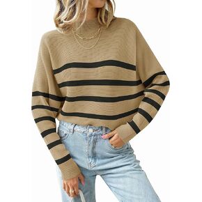 ZESICA Women's Fall Turtleneck Batwing Long Sleeve Ribbed Knit Casual Soft Pullover Sweater Jumper Top