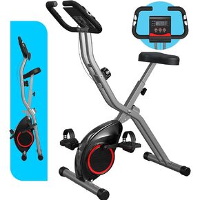 Foldable Exercise Bike Stationary Bikes for Home, 5 IN 1 Indoor Workout Bike for Seniors, with 16-Level Quiet Magnetic Resistance, 5.5 LBS Flywheel and 300LBS Capacity, 2024 Designed 817 X-bike