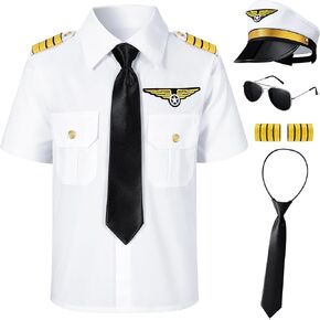 Yoroka Kids Pilot Costume Airline Captain Pilot Uniform with Accessories
