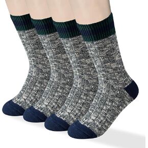 HENNY RUE 4 Pairs of Cotton Socks for Girl California American Style Handmade Chunky line Women's Mid-tube Socks.