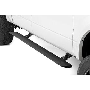 Rough Country Power Running Boards with LED Step Lights for Ford F150 / Raptor, Crew Cab (2009-2014) - Dual Motor Electric Powerstep Board & Retractable Truck Steps