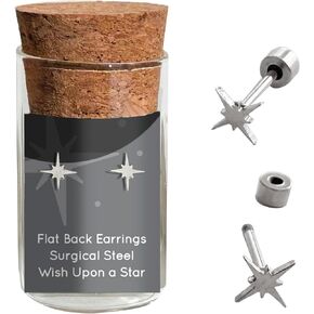 Dainty Little Tiny Thing’s Wish Upon a Star Stud Earrings By Plant Dosage – Nature-inspired Jewelry – Stainless Steel – 18k Gold – 18k Rose-Gold Plated – Cute Glass Jar Packaging – Plastic-Free