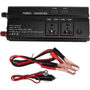 Car Power Converter, 4000W DC 12V to AC 220V LCD Display Pure Sine Wave USB Power Inverter Converter