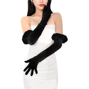 22" Long Velvet Opera Gloves 1920s Evening Tea Party Mittens Stretchy Elbow Length Christmas Gloves