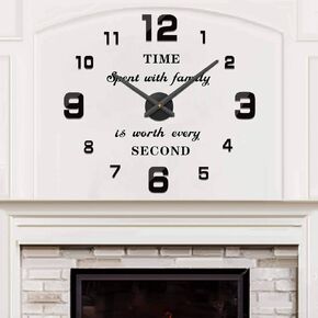 VANGOLD Large Wall Clock DIY Wall Decorations 3D Sticker Frameless Clock for Home Living Room Bedroom Office Decor