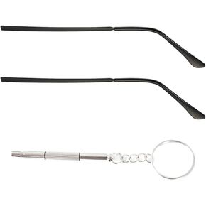 Eyeglass Replacement Arms, Metal Glasses Legs Replacement with Screwdriver Eyeglass Repair Kit Eyeglass Temple for Glasses Eyeglasses Sunglasses (Black)