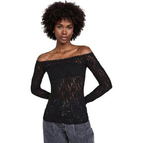 hanky panky Women's Sig Lace Off Shoulder Long Sleeve Top