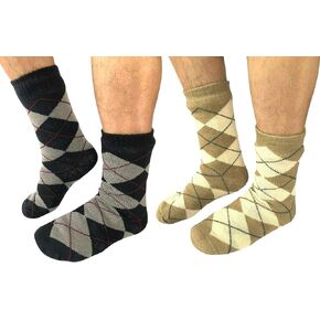 2 Pairs Men Winter Thermal Fleece Lined Knit Thick Slipper Socks Non Skid Socks