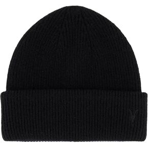 AllSaints Men's Ramskull Beanie, Winter Hat with Embroidered Logo, Black
