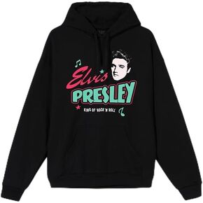 Elvis Presley Unisex-Adult Official Merch Blue/Black Logo Hoodie