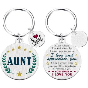 Yobent Aunt Gifts for Women - I Love You Aunt - My Favorite Auntie Birthday Keychain Present from Niece Nephew, Best Auntie Gift Ideas for Valentines Day, Thank You Aunt Key Chain