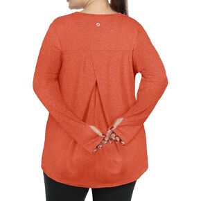 FOREYOND Women's Plus Size Long Sleeve Sport Tee Loose Fit Athletic Yoga Running Workout Thumb Holes Shirts