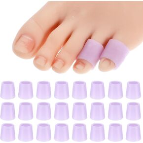 24 Pcs Silicone Toe Sleeves, Soft Gel Protector Toe Cushions Cuttable Pinky Toe Sleeves Protectors Corn Protectors Toe Tube Pads for Hammer Toe Stubbed Toe Corns Calluses Protect
