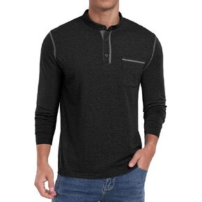 Sailwind Men's Fashion Henley Shirt Classic Long Sleeve Lightweight Button Cotton T-Shirt Casual Top with Pocket