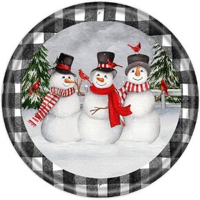 علامة القصدير المعدنية المستديرة Let is Snow رجل ثلج علامة ثلج ديكور الشتاء علامة معدنية جدار لوحة ديكور عشاق هدية في الهواء الطلق لوحة الحائط الداخلية الرجعية خمر جدارية 12 × 12 بوصة