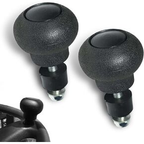 2 PCS Forklift Steering Wheel Handle Ball, 3" x 1.96" Spiral Labor-Saving Handle Rotator, Non-Slip Easy-Grip One-Handed Steering Suicide Knob, Universal for Forklift Accessories (Black)