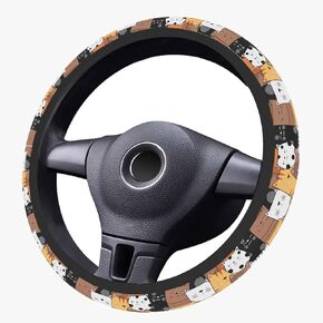 Steering Wheel Cover, Retro Flower Daisy Steering Wheel Cover for Women Men Anti-Slip Breathable and Sweat Absorption Universal 15 Inch Steering Wheel Protector Daisy Car Accessories