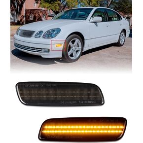 Amber Led Side Marker Lights for Lexus IS300 LS400 GS300 GS400 GS430 Toyota Prius Scion xA Smoked Lens Front Bumper Side Turn Signal Light, pack of 2
