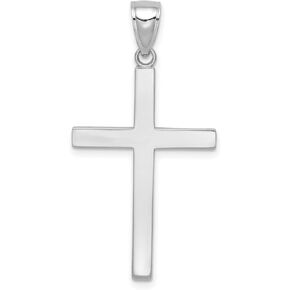 Polished Cross Pendant In Real 10k White Gold 29 mm x 20 mm