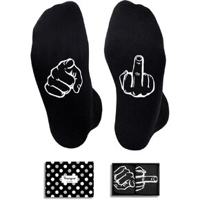HAPPYPOP Funny Socks for Men Women - Crazy Gifts Novelty Socks Sarcastic Gifts Middle Finger Gifts Black