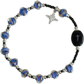 Murano Glass Blue 8mm Rosary Bracelet