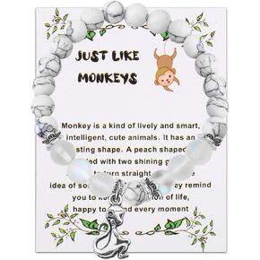 FUSTMW Monkey Gifts Monkey Charm Bracelet Gifts for Monkey Lovers Jewelry Animal Lover Gifts Monkey Inspirational Gift