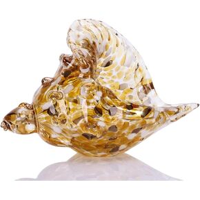 DOVDOV Blown Glass Art, Glass Conch Statue, Green sea Glass Decor, Conch Shell Sculpture Decor for Living Room TV Stand Coffee Table Dining Table Center Room Office Marine Style Decor.