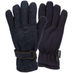 Funky Junque Men’s Herringbone Wool Blend Gloves Thermal Fleece Lining Soft Insulated Liner Winter Autumn