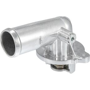 Engine Coolant Thermostat Housing Assembly No.5184651AG - Car Water Outlet Assembly - for Dodge Durango 2011-2015 Metal Silver Tone with Gasket - 1 Pc