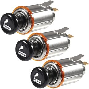 3pcs DC 12V Car Cigarette Lighter Eject Button Truck Trailer Vehicle Element Socket Plug Socket Assembly Set, 12 Volt Power Source Replacement Accessory Push Button Automotive RV Boats Material