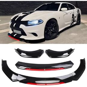 DREAMIZER Universal Black Car Front Bumper Lip Kit Chin Spoiler Diffuser Protector Compatible for Honda Accord Civic Infiniti Q50 Mazda MX5 (Red Trim)