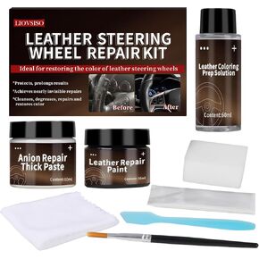 Black Leather Steering Wheel Repair Kit – Steering Wheel Restoration Kit –Leather Scratch Repair, Scuffs, and Tears on Leather Steering Wheels – Bring Back The Original Look with Ease