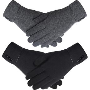 2 أزواج من قفازات الشتاء النسائية التي تعمل باللمس والرسائل النصية قفازات مقاومة للرياح قفازات مبطنة بالصوف قفازات دافئة للطقس البارد in Kuwait