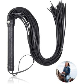 Whip Black Whip, Equestrian whips, Crop whip for horses, Black Faux Horse Whip, Horse Riding Whip, Equestrian Faux Leather Whip, Horse Equipment Whip for Training Horses Riding Horses 17.7inch(Black)