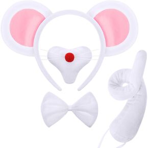 Norme Animal Costume Set Mouse Nose Tail and Bow Tie Animal Dress Costume Kit Accessories for Halloween Cosplay Party