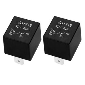 2 Pack JD1912 Car Relay, 12V 80A, 4 Pin SPST, Automotive Switches and Starters, Waterproof Relay for Boat Tractor Truck Motorcycle (2)