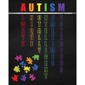 Govivo Autism Mnemonic - Wall Decor Art Print with a black background - 8x10 unframed artwork printed on photograph paper