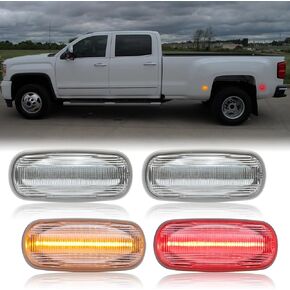 For Ram 2500HD 3500HD 2003-2009 Side Marker Light - Fender Lights for Ram Double Wheel Pickup Truck, Front Amber Rear Red Side Marker Lamp Replace OE 55077459AA, 55077458AA, Clear Lens