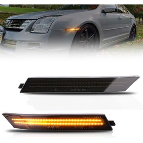 Front Fender LED Side Marker Lights for Fo-rd Fusion 2010-2012, Fusion Smoked Lens Side Bumper Marker Lamps, [Ultra-Bright] White LED Side Markers Turn Signal Lights, 2 PCS
