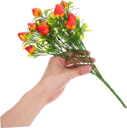 5 قطع من مجموعة فاكهة صناعية من جذع الفراولة الصناعية لديكور المنزل لتزيين كعكة الفراولة والقطع المركزية للحفلات وترتيبات الزهور in Kuwait