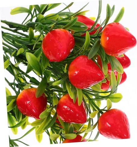 5 قطع من مجموعة فاكهة صناعية من جذع الفراولة الصناعية لديكور المنزل لتزيين كعكة الفراولة والقطع المركزية للحفلات وترتيبات الزهور in Kuwait