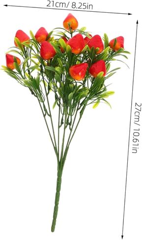 5 قطع من مجموعة فاكهة صناعية من جذع الفراولة الصناعية لديكور المنزل لتزيين كعكة الفراولة والقطع المركزية للحفلات وترتيبات الزهور in Kuwait