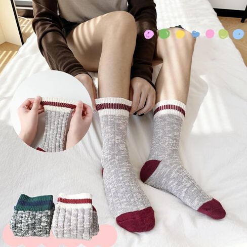 HENNY RUE 4 Pairs of Cotton Socks for Girl California American Style Handmade Chunky line Women's Mid-tube Socks. in Saudi Arabia